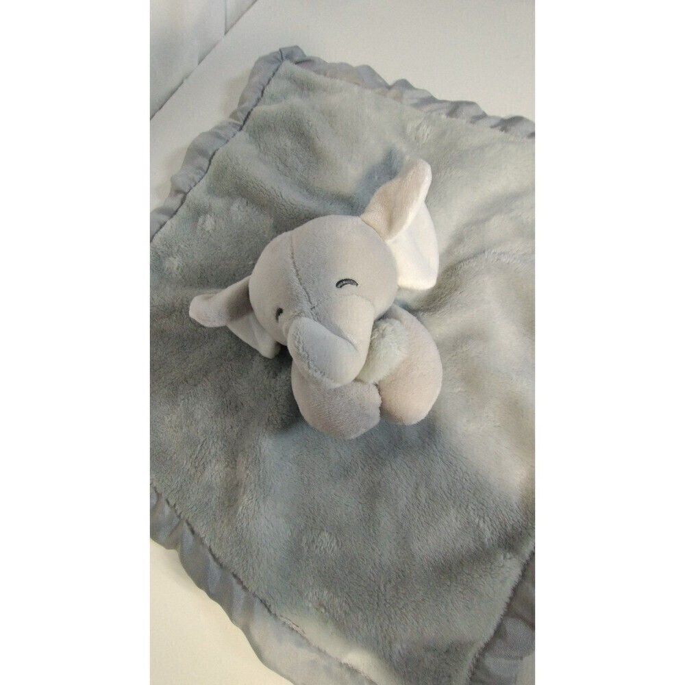 Carters Baby‎ Lovey Gray Plush Elephant Holding Security Blanket Satin EUC